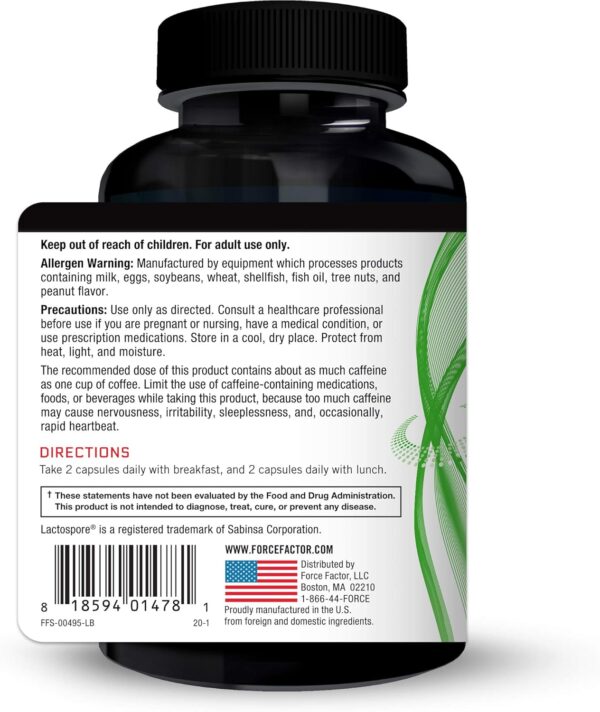 FORCE FACTOR ProbioSlim Weight Loss Essentials Complete Daily Digestive Health and Weight Loss Probiotic Supplement for Women and Men with Electrolytes and Green Tea Extract, 120 Capsules