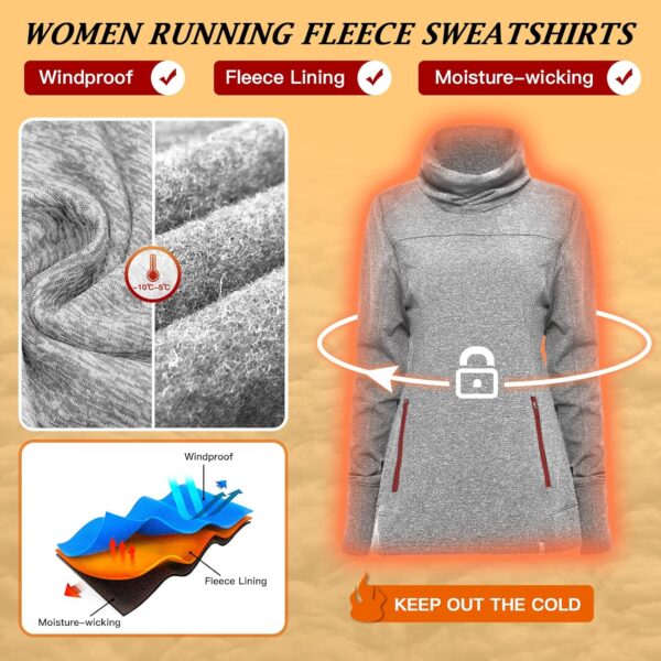 81gDNFJAimL._AC_SL1500_.jpg Soneven Women's Running Fleece Sweatshirts Cowl Neck Thermal Pullover Long Sleeve Shirt with Pocket and Neck Gaiter Face Mask
