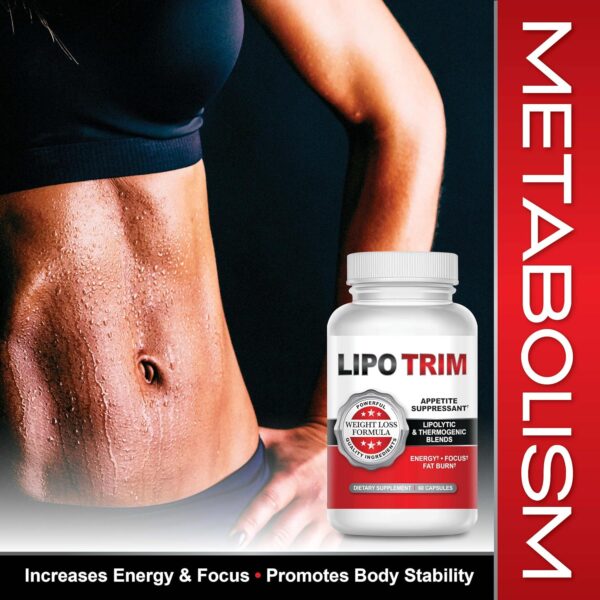 Lipo Trim- Advanced Lipogenic Thermogenic Diet Pills – Boost Energy, Enhance Focus, and Accelerate Fat Loss- 60 Fast Acting Appetite Suppressant Capsules