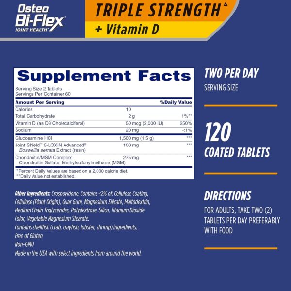 81gHSEPJhS._AC_SL1500_.jpg Osteo Bi-Flex Triple Strength with Vitamin D Glucosamine Chondroitin Joint Health Supplement, Coated Tablets, Red, 120 Count