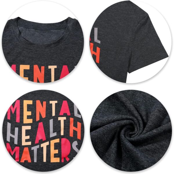 LOTUCY Mental Health Matters T Shirt Women Funny Therapist Psychologist Tee Shirt Human Brain Illness Awareness Tops