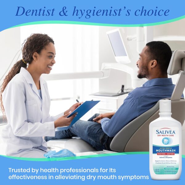SALIVEA Dry Mouth Mouthwash - Soothing Mint Mouthwash with Natural Salivary Enzymes - Gentle Mouthwash to Aid Dry Mouth Care - Breath Freshener & Dry Mouth Care - Mint Flavor (2 Pack)