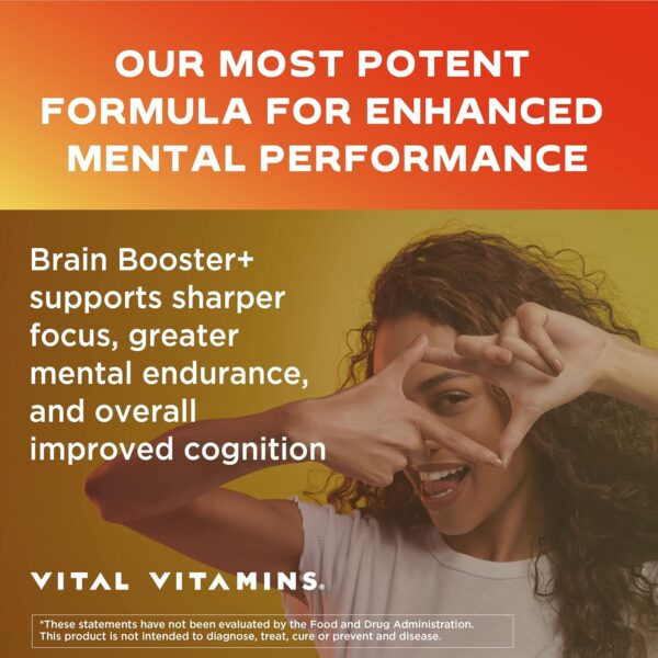 Vital Vitamins Nootropic Brain Supplement Plus - for Memory, Focus, Concentration, Neuro Energy, Clarity - with Lion's Mane Mushrooms - 60 Capsules
