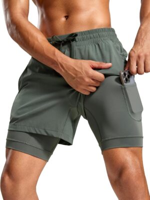 CRZ YOGA 2 in 1 Mens Athletic Shorts 5'' with Liner Quick Dry Lightweight for Running Sports Gym with Pockets