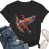 Hummingbird Shirts for Women Vintage Tee Summer Graphics Tee Shirt Floral Tops Womens Loose Life T-Tops