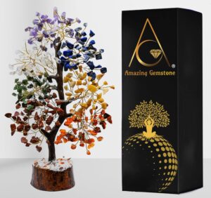 Chakra Tree Crystals and Healing Stones Birthday Gifts for Women - Crystal Tree of Life Home Decor Stocking Stuffers, Valentines Day Gifts, Meditation Gift for Mom Dad, Unique Birthday Gifts for Men