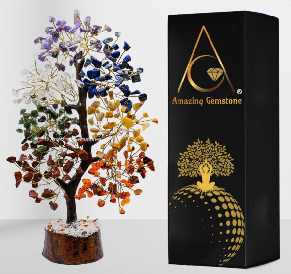Chakra Tree Crystals and Healing Stones Birthday Gifts for Women - Crystal Tree of Life Home Decor Stocking Stuffers, Valentines Day Gifts, Meditation Gift for Mom Dad, Unique Birthday Gifts for Men
