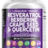 Clean Nutraceuticals Resveratrol Berberine Grape Seed Extract Quercetin Green Tea Extract Polyphenol Supplement for Women & Men w/N-Acetyl Cysteine, Acai Extract - 1Pack