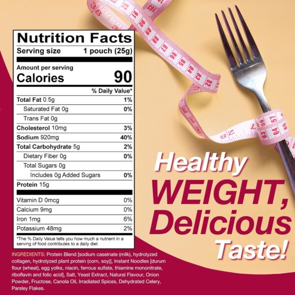 ProtiDIET Chicken Noodle Soup (7 Pouches), High Protein, Delicious Chicken Noodle Soup Mix, No Sugar Meal Replacement, No Trans Fat, 15G Protein, 90 Calories 6.2 oz