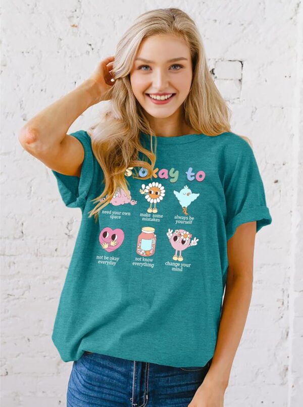 Mental Health Shirt for Women It's Okay to Make Some Mistakes Letter Print Tshirt Mental Health Gifts Tops