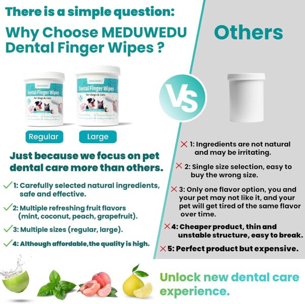 Dental Care Finger Wipes 60 Counts,Teeth Cleaning Finger Wipes for Dogs & Cats,Reduces Plaque & Supports Oral Freshness, Coconut Scent