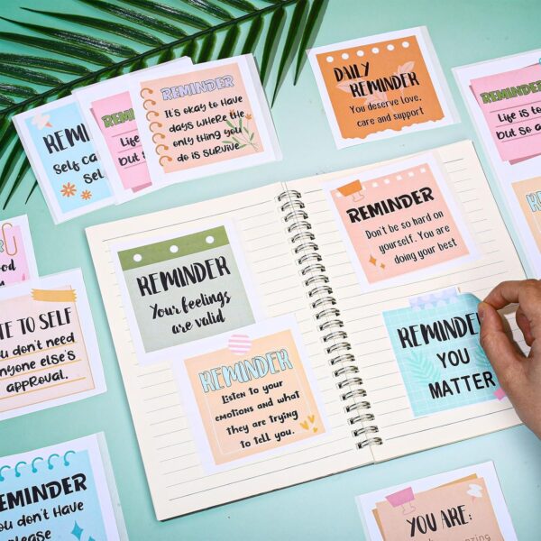 240Pcs Mental Health Stickers Positive Awareness Reminder Paper Decals Psychology Affirmation Self-Adhesive Square Stickers for Students Gifts Scrapbook Journal School Supplies