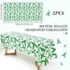 3 Pcs Mental Health Awareness Tablecloth Pancreatic Cancer Awareness Table Cover Colon Cancer Prostate Cancer Awareness Items Plastic Tablecloth for Society Events Party Supplies (Green)