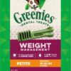 Greenies Weight Management Petite Natural Dog Dental Care Chews Weight Control Dog Treats, 27 oz. Pack (45 Treats)