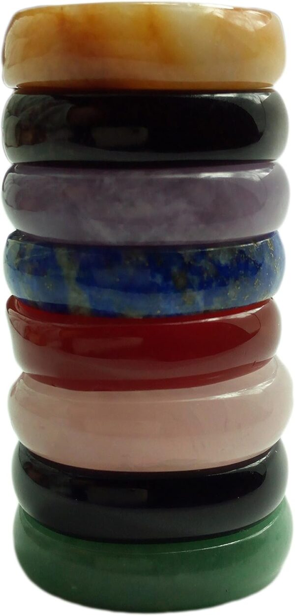 Chakra Stones 8 PCS Kit, Oval Shape, Tumbled & Polished, for Use in Grounding Balancing Soothing Meditation Reiki or as Worry Stones, Hot Spa Rock & Massage (8-pcs Chakra Stones)