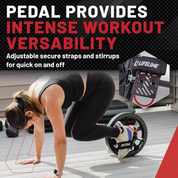 81hDuGlfL._AC_SL1500_.jpg Lifeline Power Wheel for At Home Full Body Functional Fitness Strength including Abs & Core, Lower Body and Upper Body with Foot Straps for More Workout Options