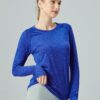 4-Pack: Womens Long Sleeve Athletic Tops with Thumb Holes – Dry Fit Active Crewneck Workout Tees