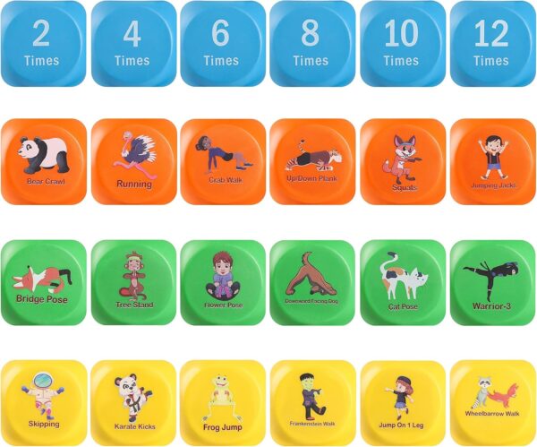 Fun Fitness Dice for Kids - Children's Workout Dice and Yoga Dice Set - Fitness Exercise Dice Game with Kids Yoga Poses - Childrens Foam Exercise Dice, Great Kids Exercise Equipment - Kids Ages 3+