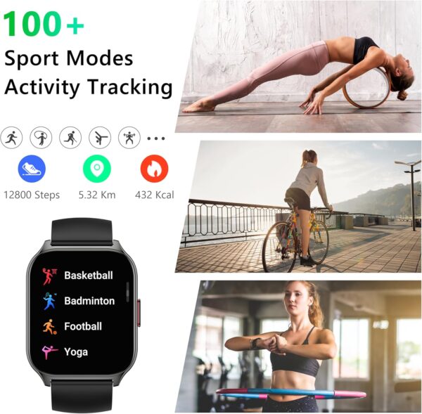 Smart Watch for Women Men(Dial/Answer Calls), 2.0" Fitness Tracker Watch with Heart Rate/Blood Pressure/Blood Oxygen Monitor for Android iOS