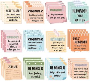 240Pcs Mental Health Stickers Positive Awareness Reminder Paper Decals Psychology Affirmation Self-Adhesive Square Stickers for Students Gifts Scrapbook Journal School Supplies