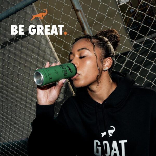 G.O.A.T. Fuel Energy Drink, Natural Caffeine, Electrolytes, BCAAs, Cordyceps Mushrooms & Antioxidants, Lightly Carbonated Pre Workout & Sports Energy Drink, 12-Pack, 12 fl oz, Black Cherry Ginger Ale