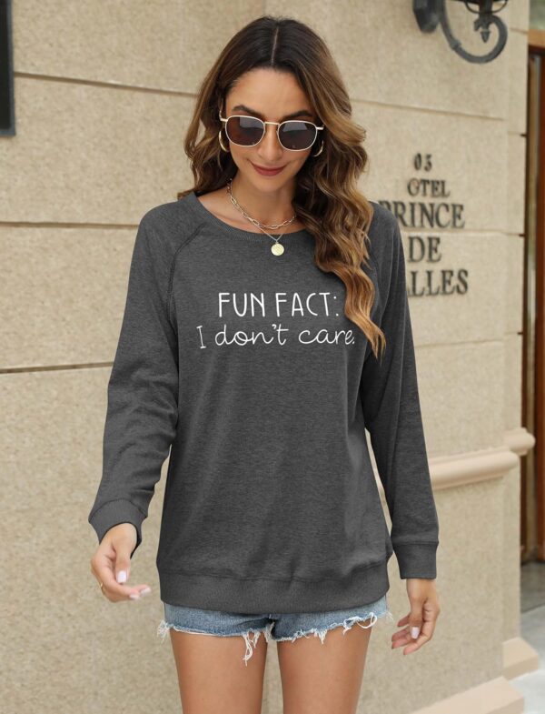 EADINVE "FUN FACT: I don't care Letter Print Women's Crewneck Sweatshirt Raglan Long Sleeve Casual Pullover Tops