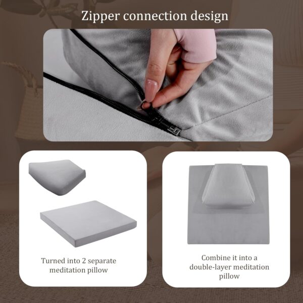 MABOZOO Foldable Meditation Cushion, Ergonomic Meditation Pillow for Sitting on Floor, Pillow Seating with Buckwheat for Adults Outdoor Yoga Tatami, Gray