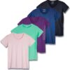 Real Essentials 5 Pack: Women's Dry Fit Tech Stretch Short-Sleeve Crew Neck Athletic T-Shirt (Available in Plus Size)