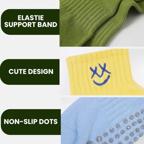 Soxbang 3/6 Pairs Pilates Socks with Grips,Yoga Socks Barre Socks Non Slip Socks Embroidery for Barre Ballet Barefoot Workout