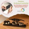 Renovatio Metal Tealight Candle Holder – Safari Elephants Silhouette Decor for Living Room, Meditation Space, Christmas & Wedding – Black Safari Theme