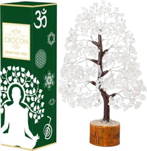 Clear Quartz Gemstone Tree of Life - Handmade Crystal Tree for Positive Energy, Chakra Money Tree Bonsai - Feng Shui Decor, Healing Crystals - Attract Good Luck, Meditation Accessories, Spiritual Gift