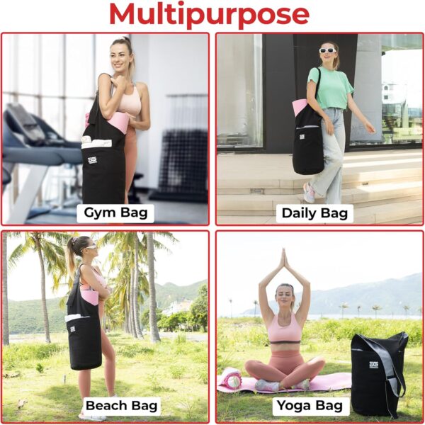 Yoga Mat Bag, Durable Canvas Yoga Mat Carrier Bag with Adjustable Strap & Inside Zipper Pocket, Large Capacity Yoga Bag for Gym, Pilates, Beach, Travel, and Everyday Use