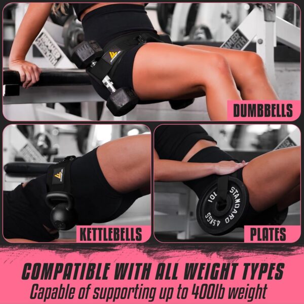 Exercise Hip Thrust Belt for Weights, Glute Workout Equipment, Adjustable Hip Thrust Belt for Dumbbells, Glute Trainer for Home Workouts with Extra Padding, Booty Builder