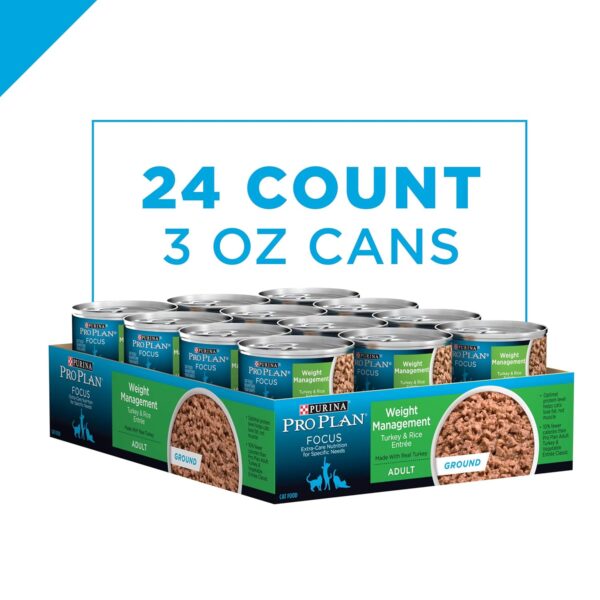Purina Pro Plan Weight Control Pate Wet Cat Food, SPECIALIZED Weight Management Turkey & Rice Entree - (Pack of 24) 3 oz. Pull-Top Cans