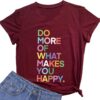 MIMOORN Womens Fun Happy Graphic Tees Summer Cute Letter Printed T-Shirts