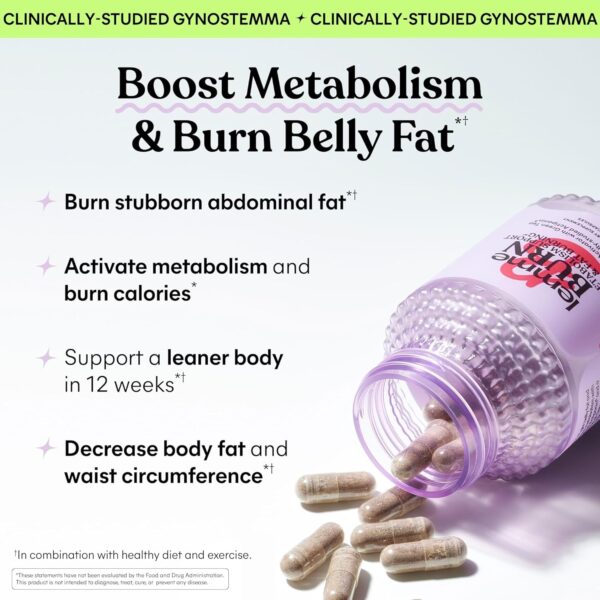 Lemme Burn - Metabolism, Belly Fat Burning + AMPK Activating Supplement for Men & Women w/Clinically Studied Actiponin Gynostemma, Green Tea Extract, Vitamins B6 & B12 - Vegan, Gluten Free, 60 Count