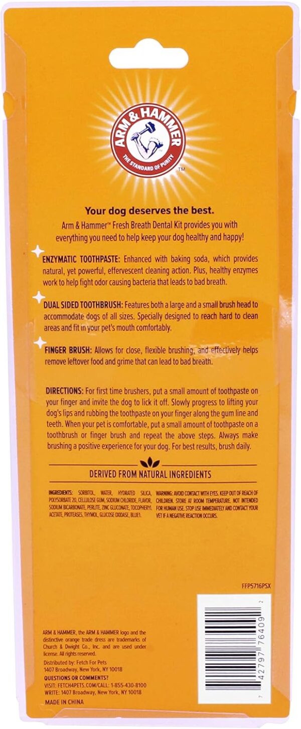 Arm & Hammer for Pets Fresh Breath Kit for Dogs | Contains Toothpaste, Toothbrush & Fingerbrush | Reduces Plaque & Tartar Buildup | Safe for Puppies, 3-Piece Kit, Vanilla Ginger Flavor