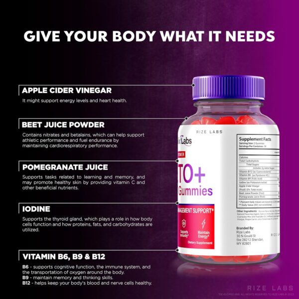 - Metabolix Labs Keto Plus ACV Gummies - Weight Management Support Apple Cider Vinegar Supplement (120 Gummies)