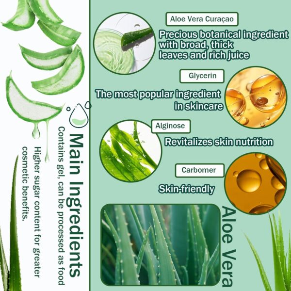 99% Purity Aloe Vera Gel - Hydrating Aloe Vera Gel for Face and Skin,No Sticky Moisturizing Aloe Gel(5 pcs)