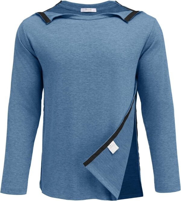 Deyeek Micro Fleece Post Shoulder Surgery Recovery Shirts For Men Chemo Port Access Shirt Snap Full Tear Away Long Sleeve