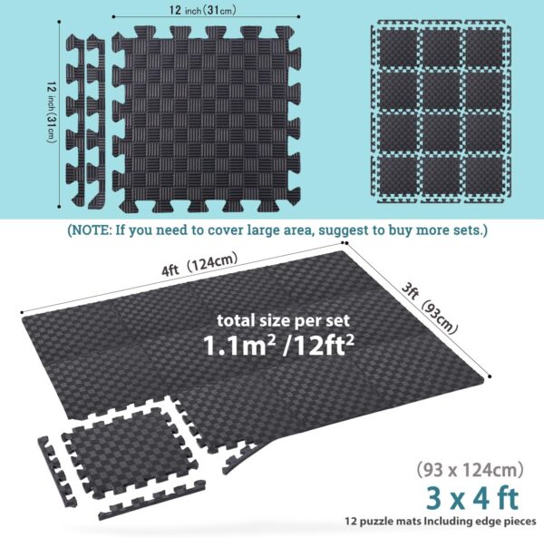 Gym Flooring Puzzle Exercise Mats: Sportneer 1/2" Thick 12" x 12" Interlocking Floor Mats EVA Foam Exercise Tiles for Home Gym Fitness Equipments with Border Waterproof Workout Anti-Slip Mat 12 Sqft/17.4 Sqft