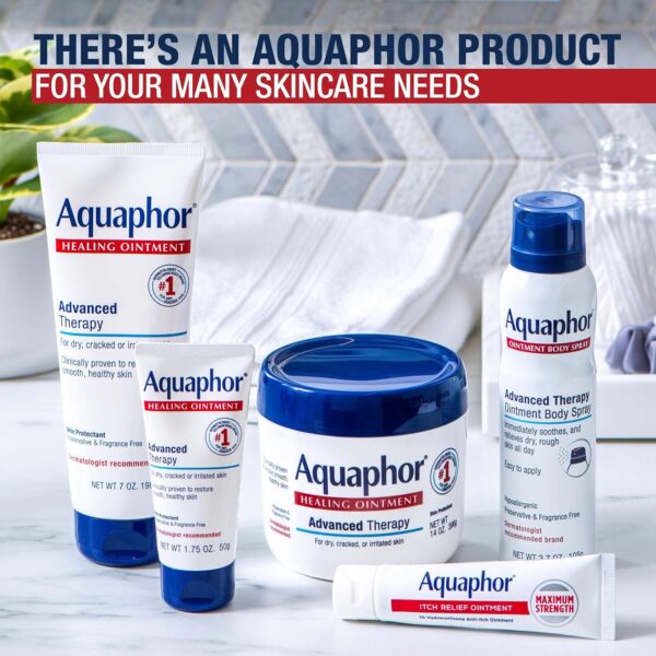 Aquaphor Healing Ointment Advanced Therapy Skin Protectant, Dry Skin Body Moisturizer, 0.35 Oz Tube, Pack of 2
