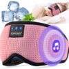 TOPOINT Sleep Mask with Bluetooth Headphones, Breathable Silk Eye Mask for Sleeping Men Women, Bluetooth Sleep Mask Blackout with Speakers, Microphone Handsfree, USB C for Travel Meditation Gifts