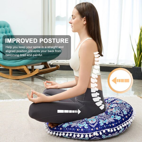 32 in Meditation Floor Cushion, Round Large Floor Pillow for Adult, Yoga Pillows for Sitting on Floor, Madala, Memory Foam Filling
