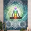 Chakra Vertical Tapestry, Seven Chakra Yoga Meditation Zen Decor Tapestry Wall Hanging for Bedroom, Hippie Lotus Spiritual Tapestries Poster Beach Blanket College Dorm Home (40W X 60H)