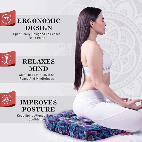 Mandala Meditation Cushion, Boho Meditation Mat, Meditation Pillows for Sitting on Floor, Cushions for Sitting in Home and Outdoor, Square Floor Pillows Cushion Seating for Yoga 22'' X 22''