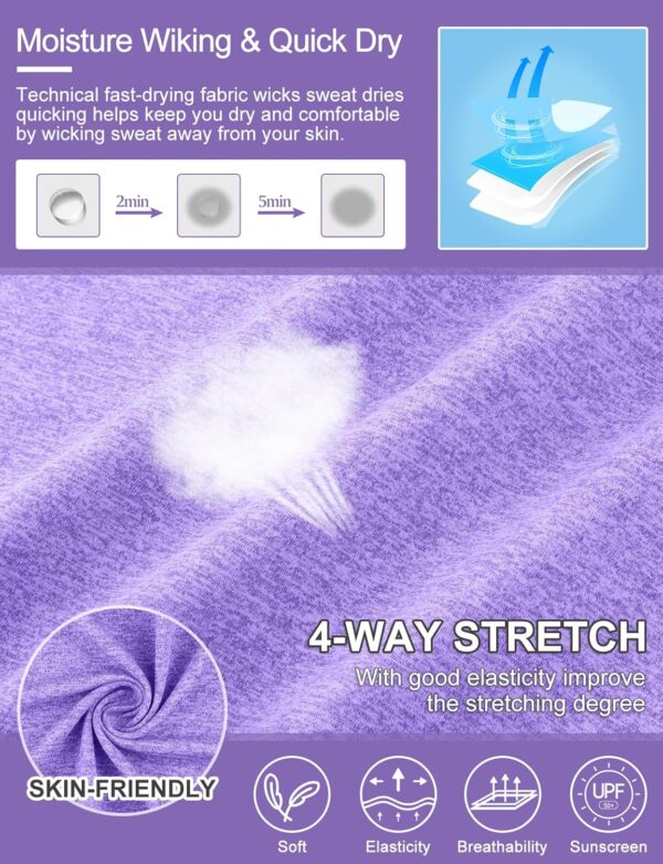 Cucuchy Style Womens Golf Shirt 3/4 Sleeve Quarter Zip Workout Tennis Tops Quick Dry UPF 50+ Shirts