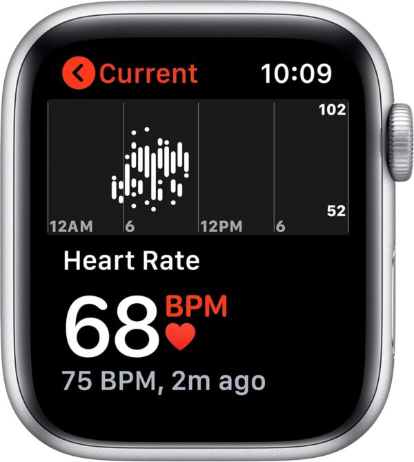 Apple Watch SE (GPS, 44mm) - Silver Aluminum Case with White Sport Band (Renewed)