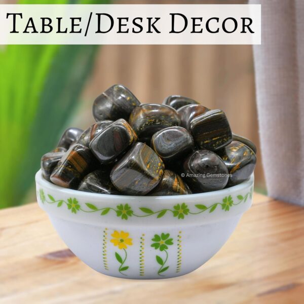 1000+ Carats Iron Tiger Eye Crystal Tumbled Stones Polished Rocks - Natural Gem Stones for Healing - DIY Crystals for Protection