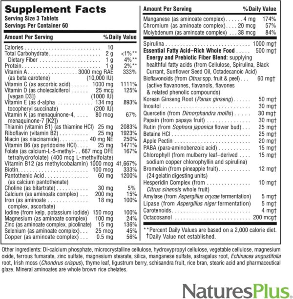 Natures Plus Source of Life - 180 Tablets, Pack of 2 - Multi-Vitamin & Mineral Supplement - Supports Natural Energy & Overall Well-Being - Gluten Free, Vegetarian - 120 Total Servings